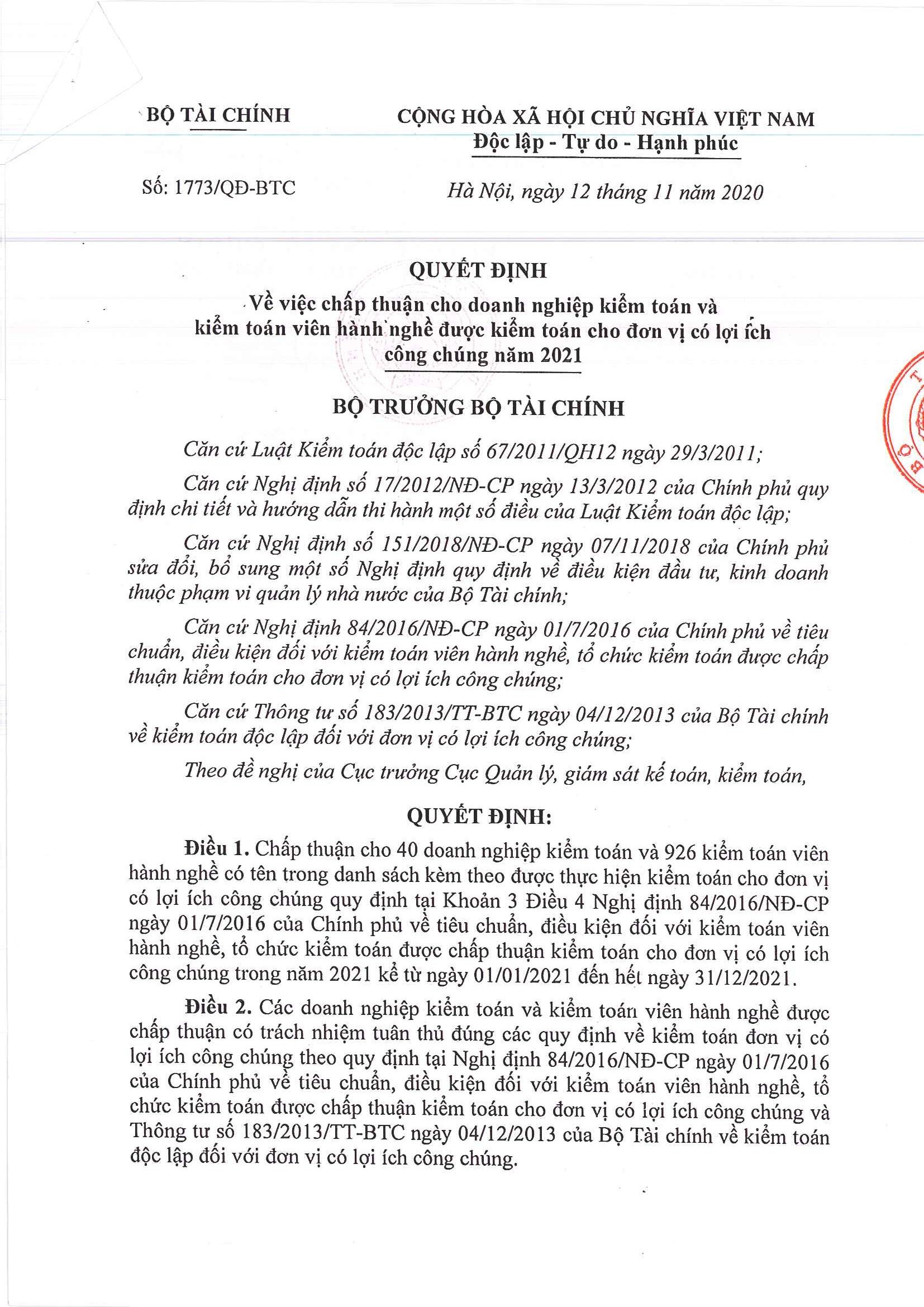 Thông báo cập nhật bổ sung thông tin báo cáo minh bạch tháng 11 (Về việc kiểm toán cho các đơn vị có LICC năm 2021)